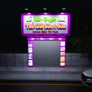 biển alu hồng chữ nổi sáng đèn